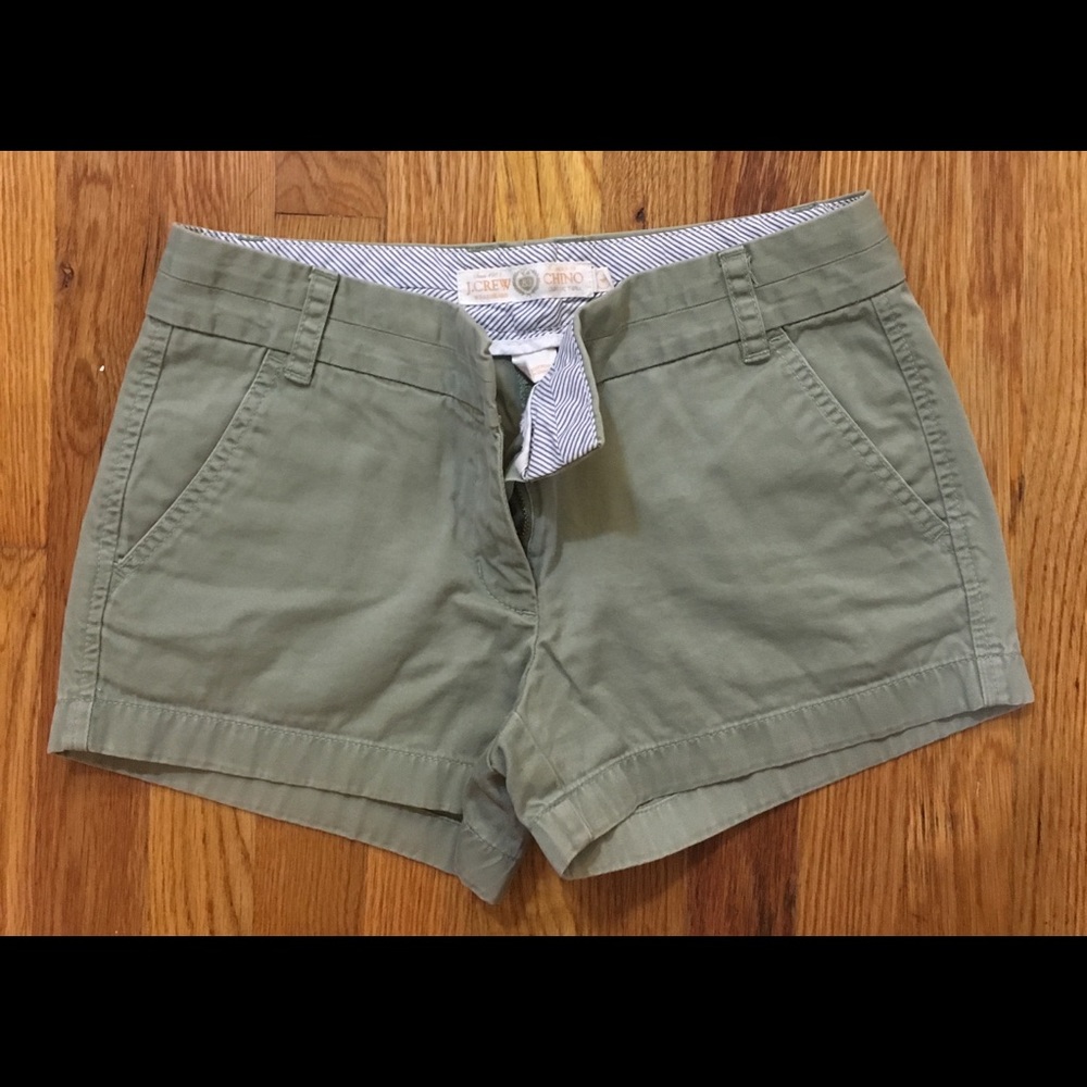 JCrew Moss Green Chino Shorts