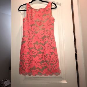 Coral lace dress