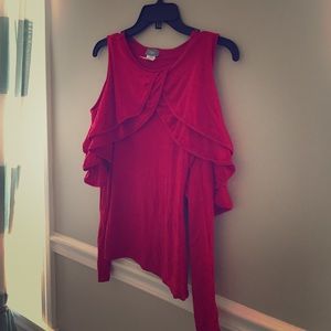Red cold shoulder top