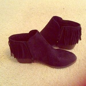 Suede fringe booties