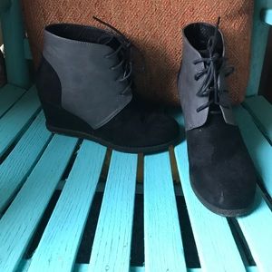 French Blu black wedge booties size 8
