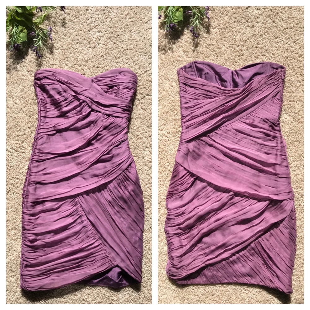 Zara Woman Draped Purple Silk Dress. Size XS