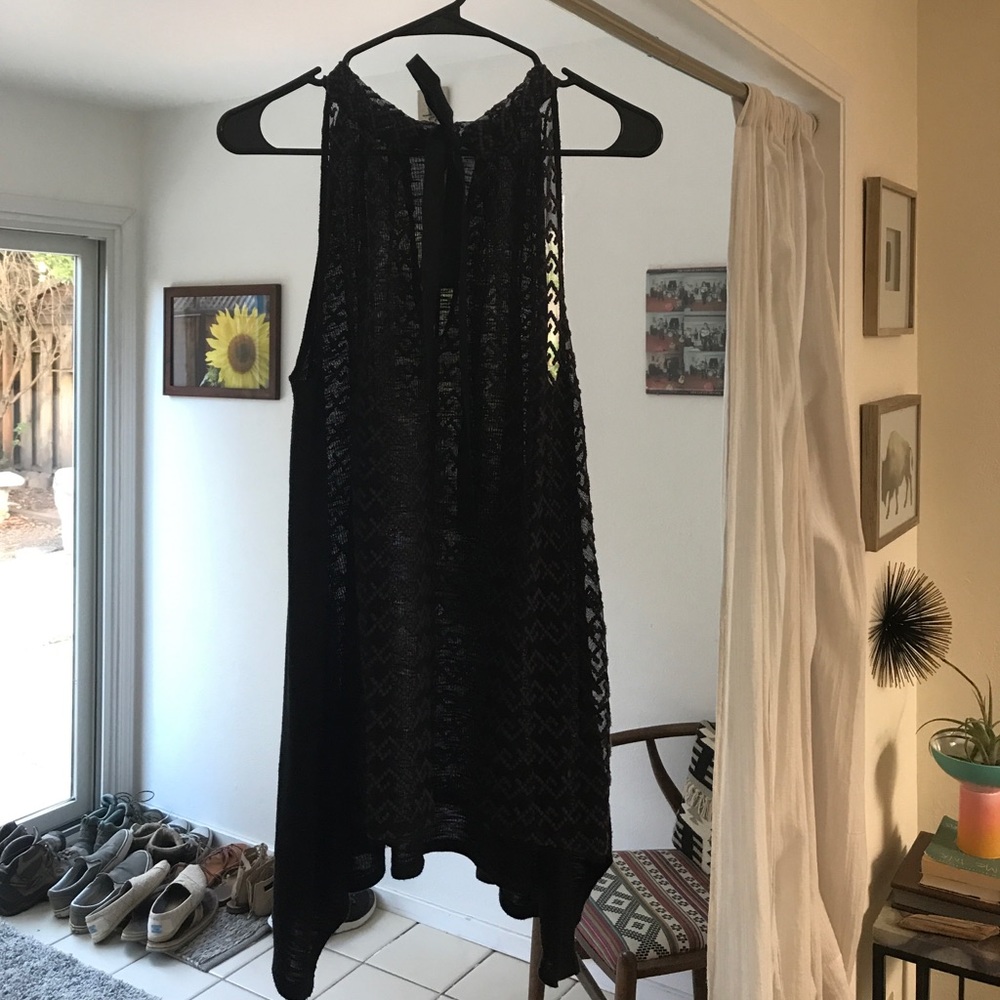 Free People Purple & Black Neck-Tie Tunic Size M