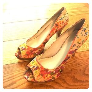 Nine West floral peep toe heels