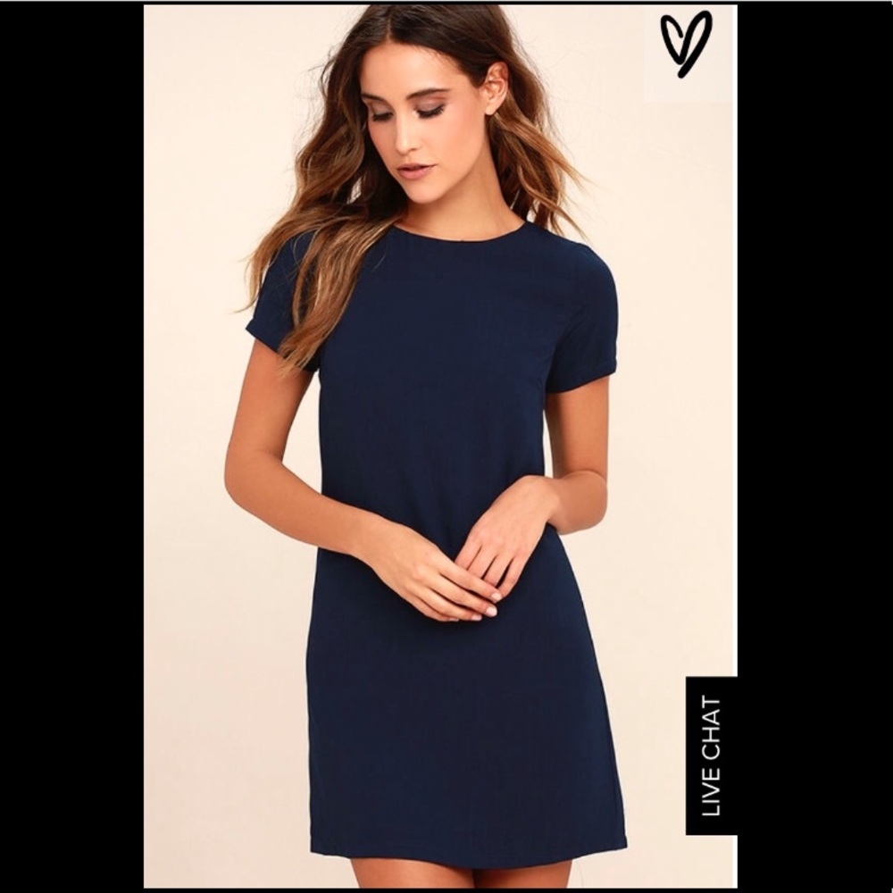 Lulu's Shift and Shout Navy Blue Shift Dress