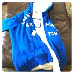 Abercrombie & Fitch XL blue lined hooded jacket.