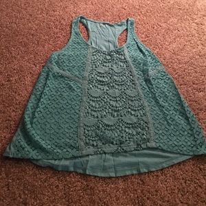 Aqua blue lace tank top