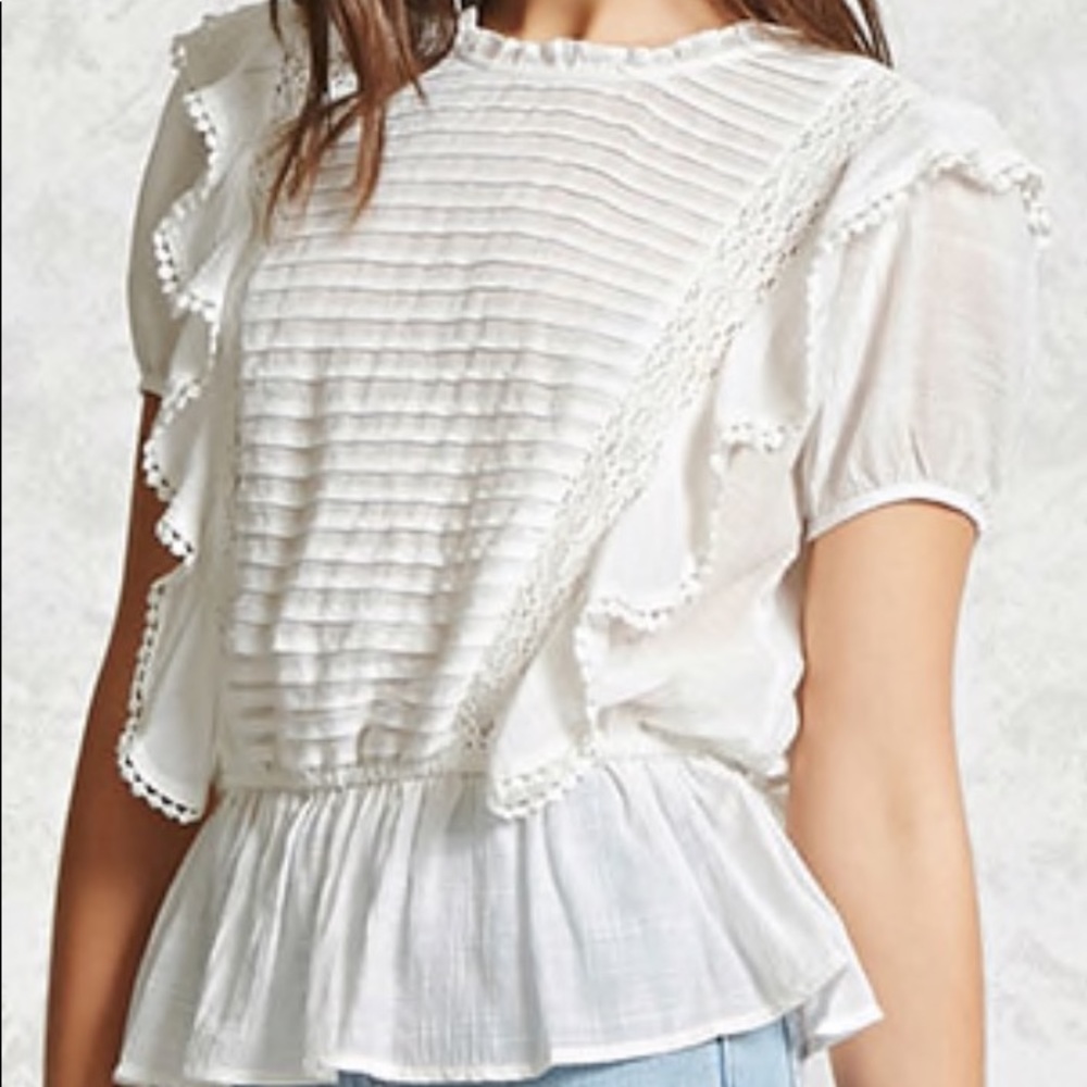 White Ruffle Top