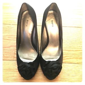 Satin peep toe heels