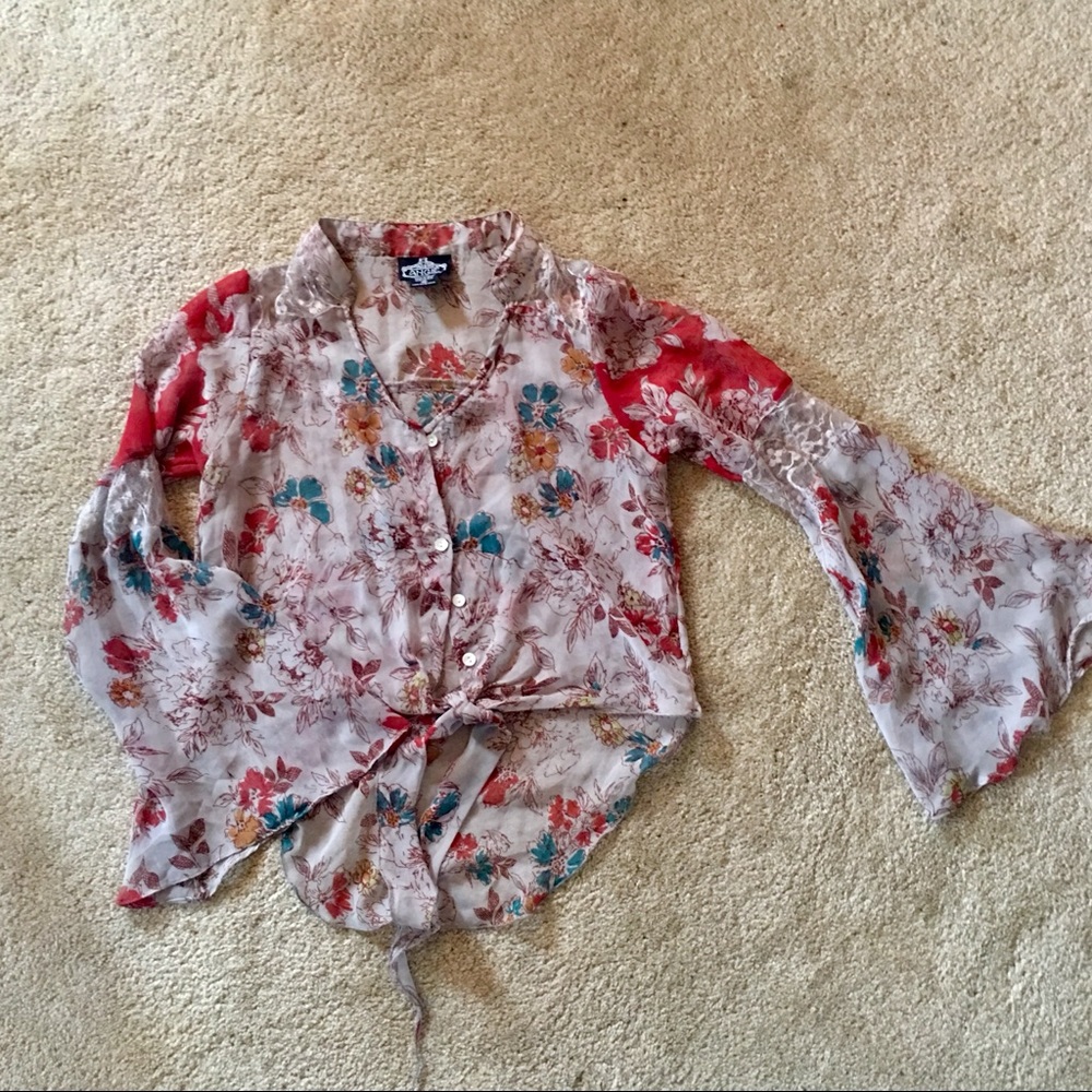 Bell sleeved sheer layering top from the Buckle