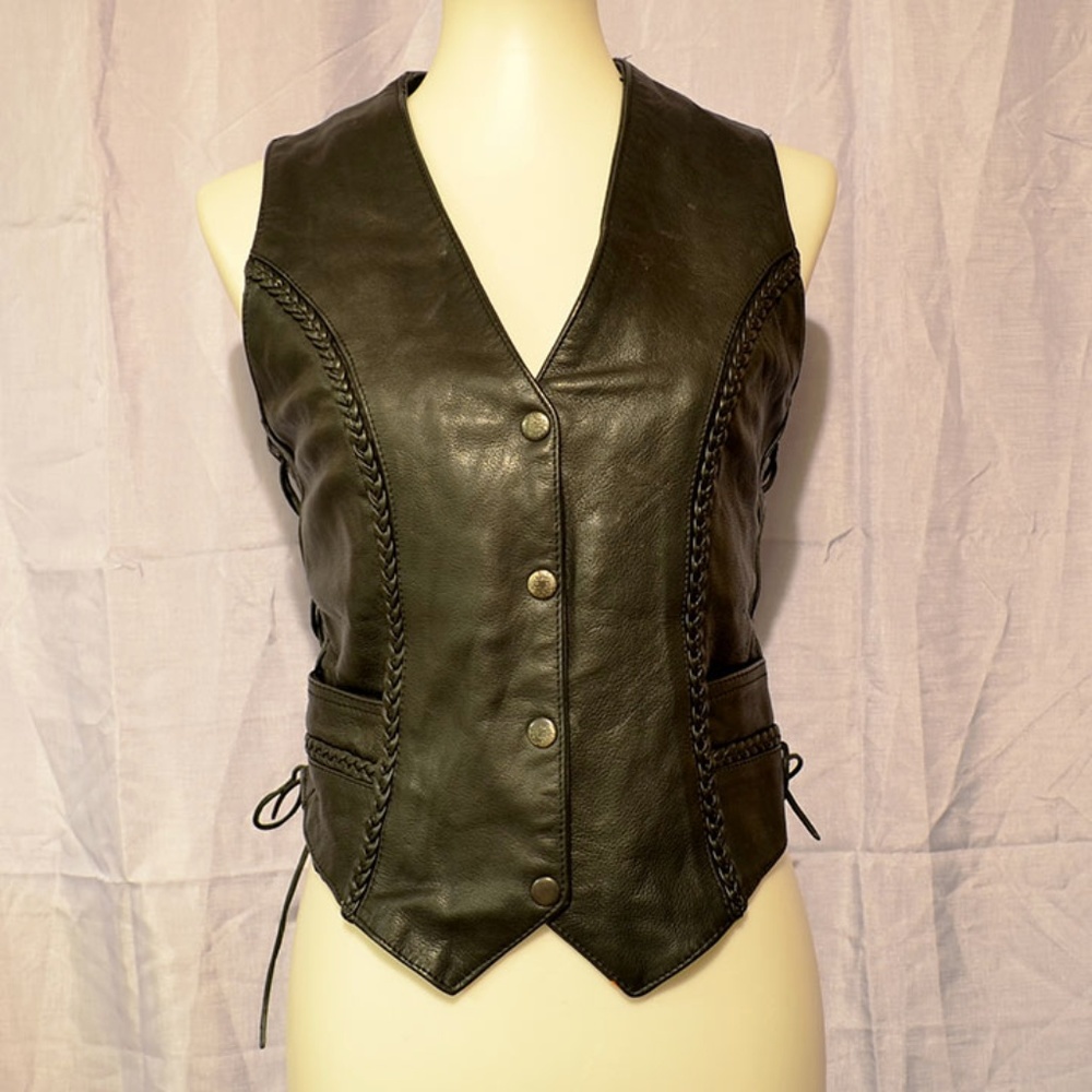 Unik Leather Motorcyle Vest Harley Davidson