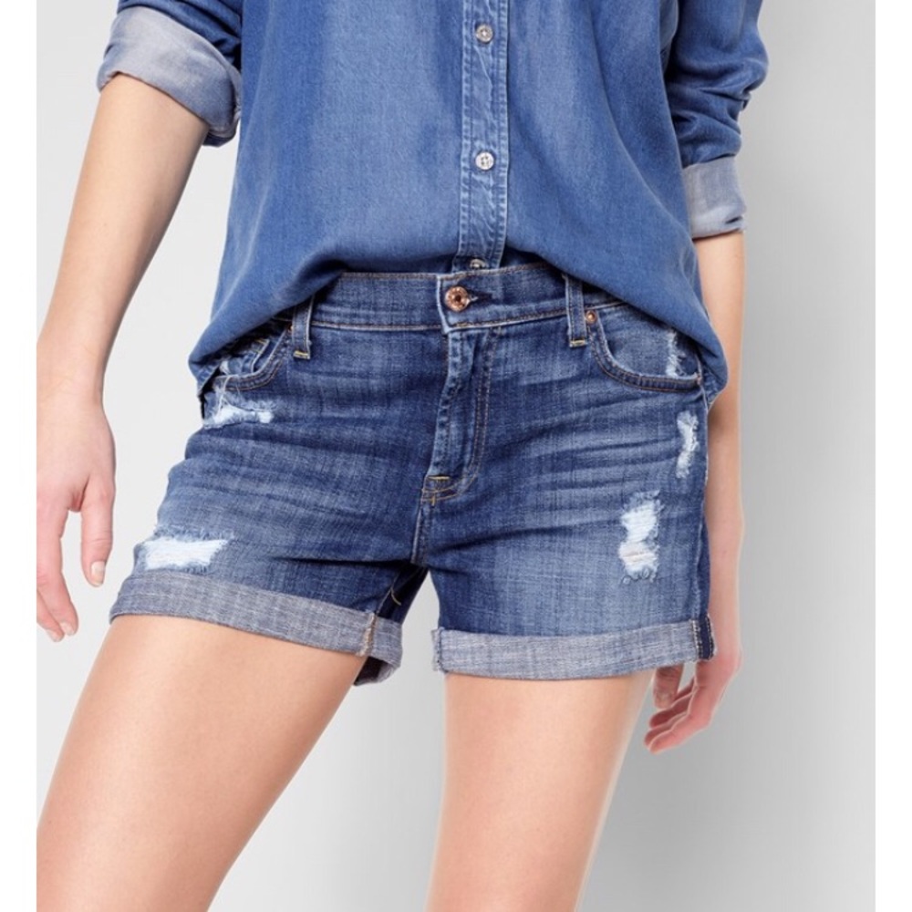 7 for All Mankind Distressed Denim Shorts