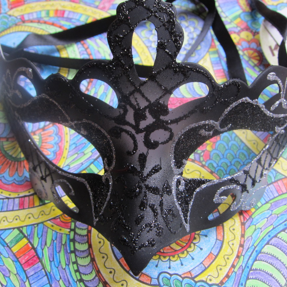 New Black & Silver Venetian Costume Mask