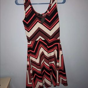 Small hot pink black and white skater dress