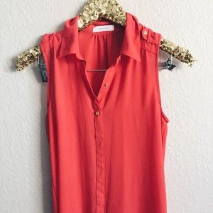Rust/Gold Button Down Collared Top