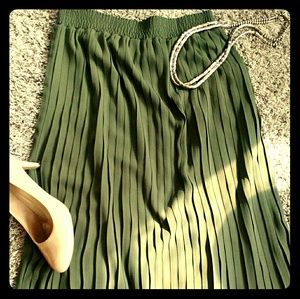 Pleated olive green skirt