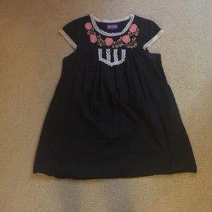 Embroidered bib dress