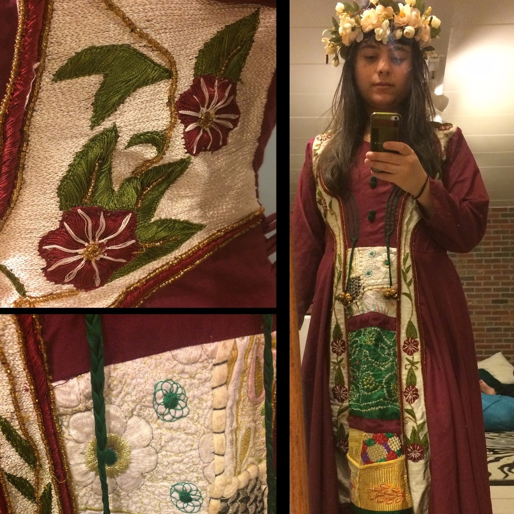 60 70s Patchwork Vintage Maxi Dress Embroided