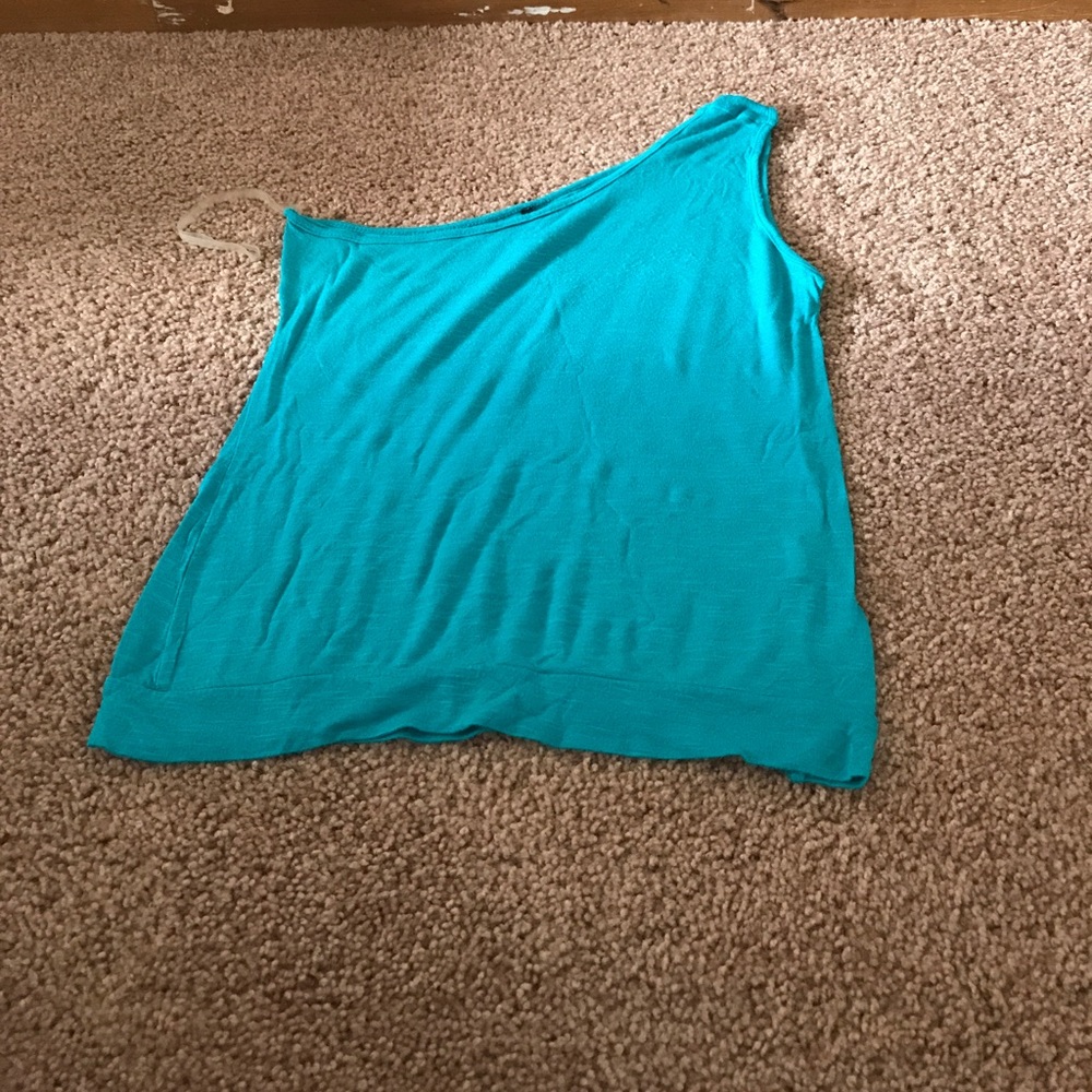 Teal/Blue/Green Candy Rain One shoulder top