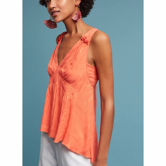 New MAEVE Bretta Gathered Tank Top NWT Coral - Picture 3 of 7