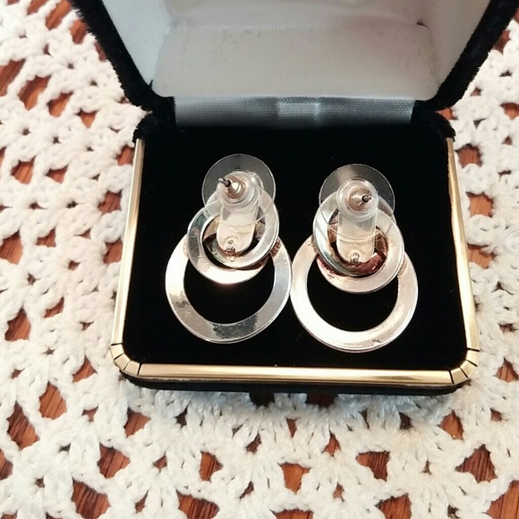 Silver & Gold Tone Door knocker Earrings - Picture 2 of 3