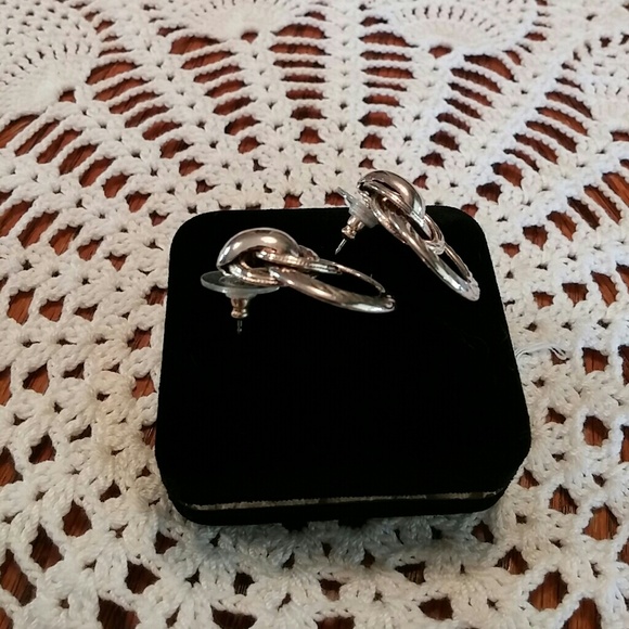 Silver & Gold Tone Door knocker Earrings - Picture 3 of 3