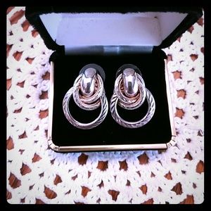 Silver & Gold Tone Door knocker Earrings