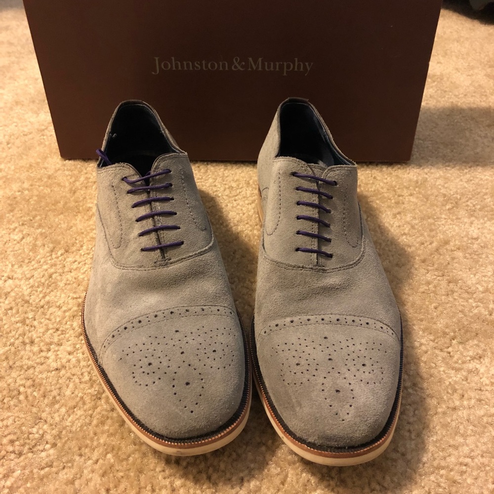 Johnston and Murphy Grey Suede Dress Shoes 10.5