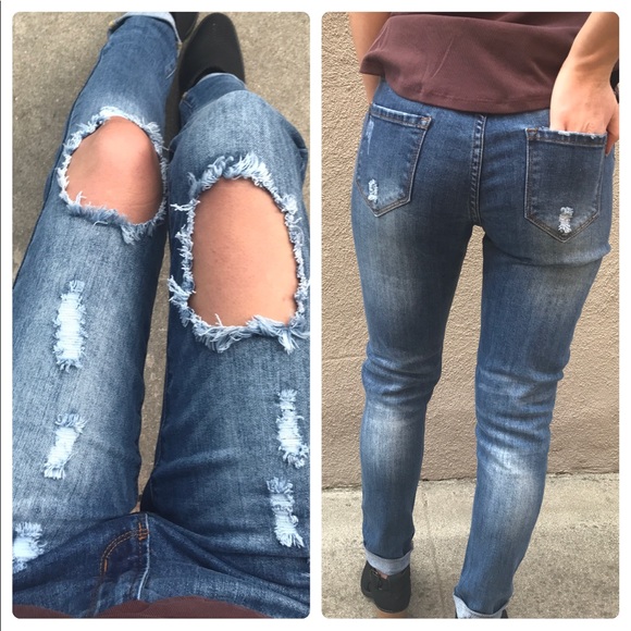 Skinny Distressed Denim - Picture 3 of 4