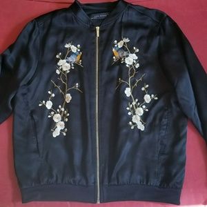 Rare Zara silk embroidered bomber jacket,  size M
