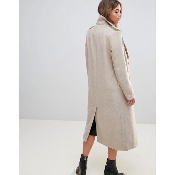 🎁 Glamorous Coat with Fur Overlay Long Jacket NWT - Picture 3 of 7