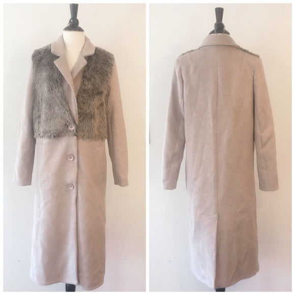 🎁 Glamorous Coat with Fur Overlay Long Jacket NWT - Picture 6 of 7