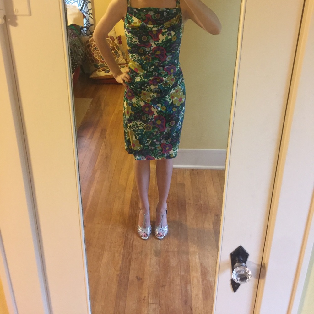 Form-Fitting Flower Print Dress