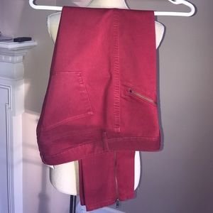 Red moto pants