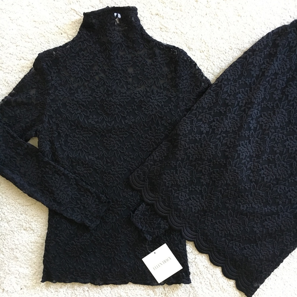 Two-Piece Black Lace Set by Ellen Tracy NWT