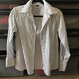 J. Crew white and black striped Oxford blouse