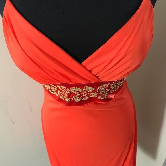 Orange Taboo Cocktail Dress w/Gold Embellishments - Picture 1 of 3