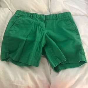 Green linen shorts