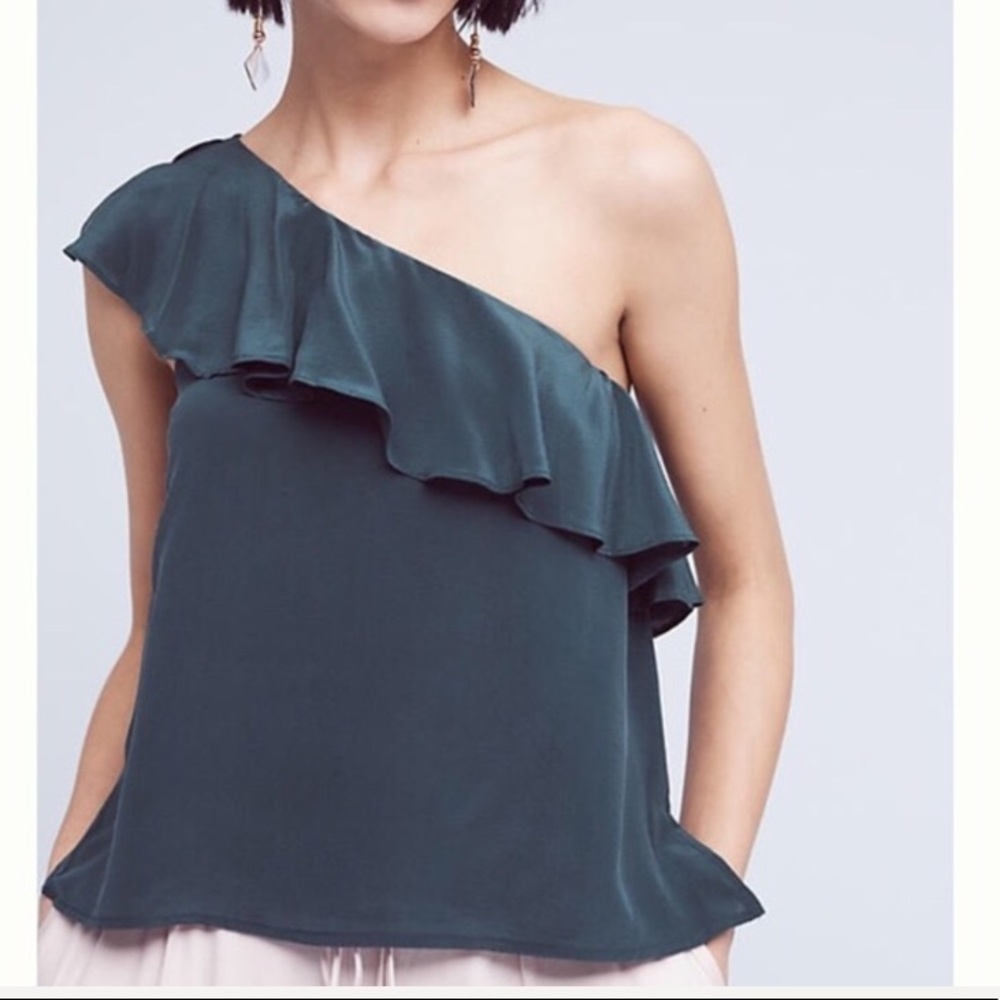 Maeve Anthropology Silk One Shoulder Top