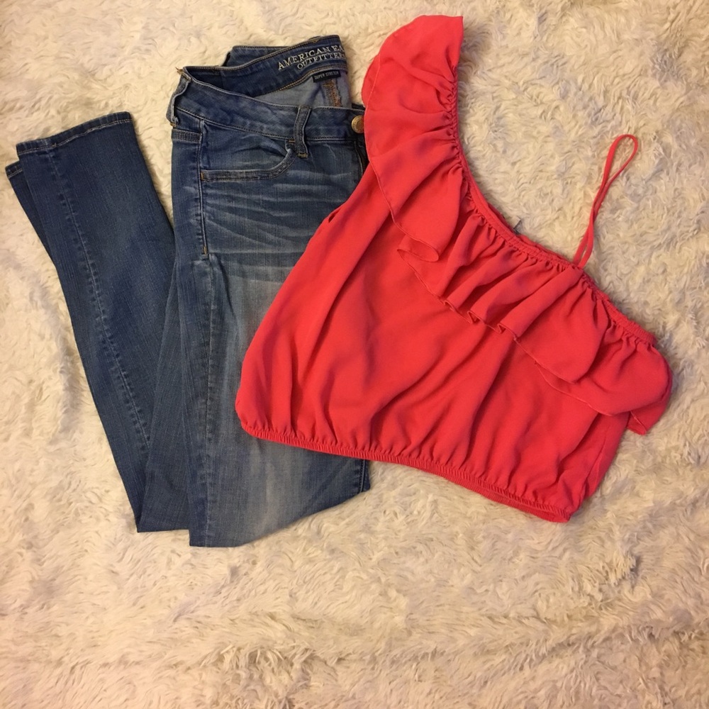Pink Ruffle Crop Top - Summer Steal!