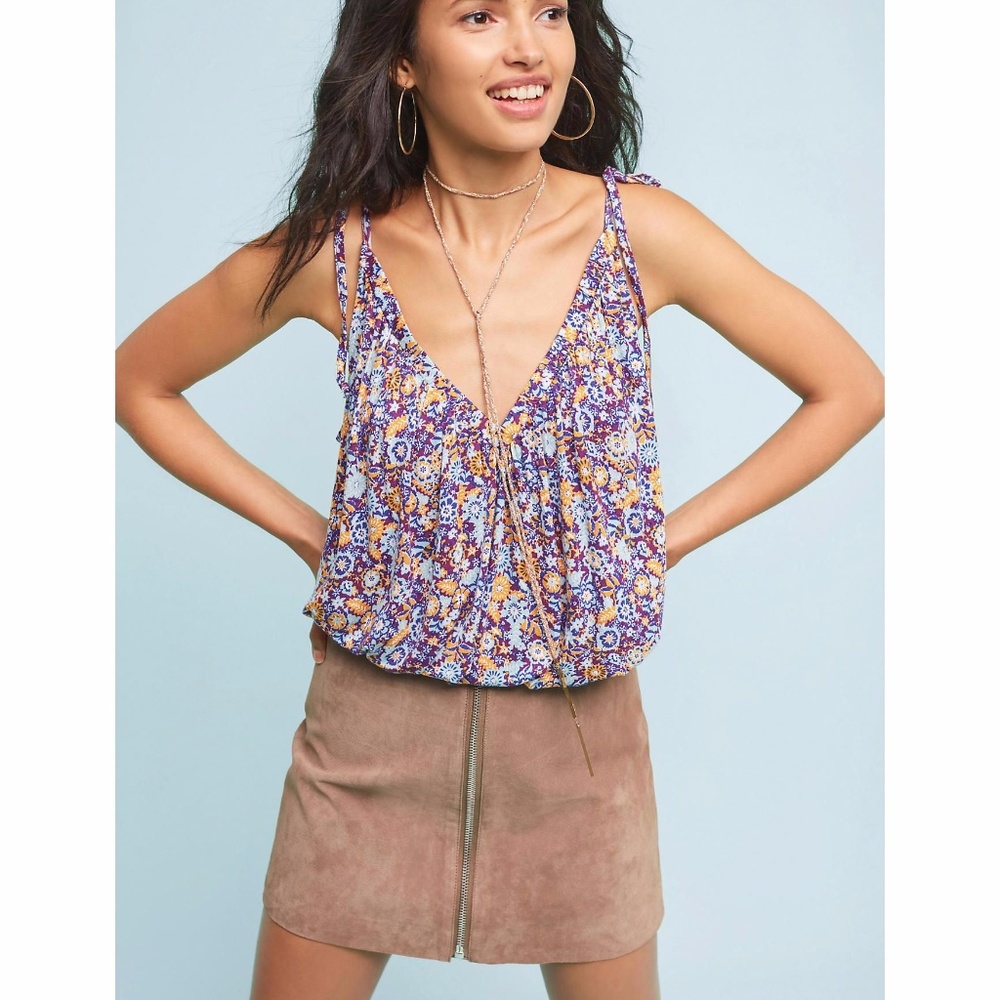 New PURE+GOOD Julian Tie-Sleeve Top NWT Floral - Picture 5 of 8