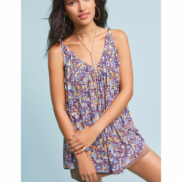 New PURE+GOOD Julian Tie-Sleeve Top NWT Floral - Picture 4 of 8