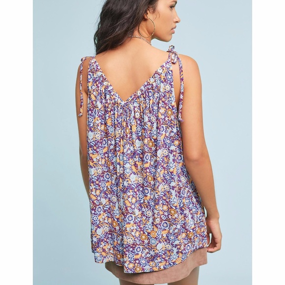 New PURE+GOOD Julian Tie-Sleeve Top NWT Floral - Picture 2 of 8