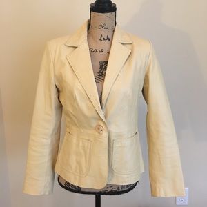 Leather Tan Cream Blazer (Sz 8)