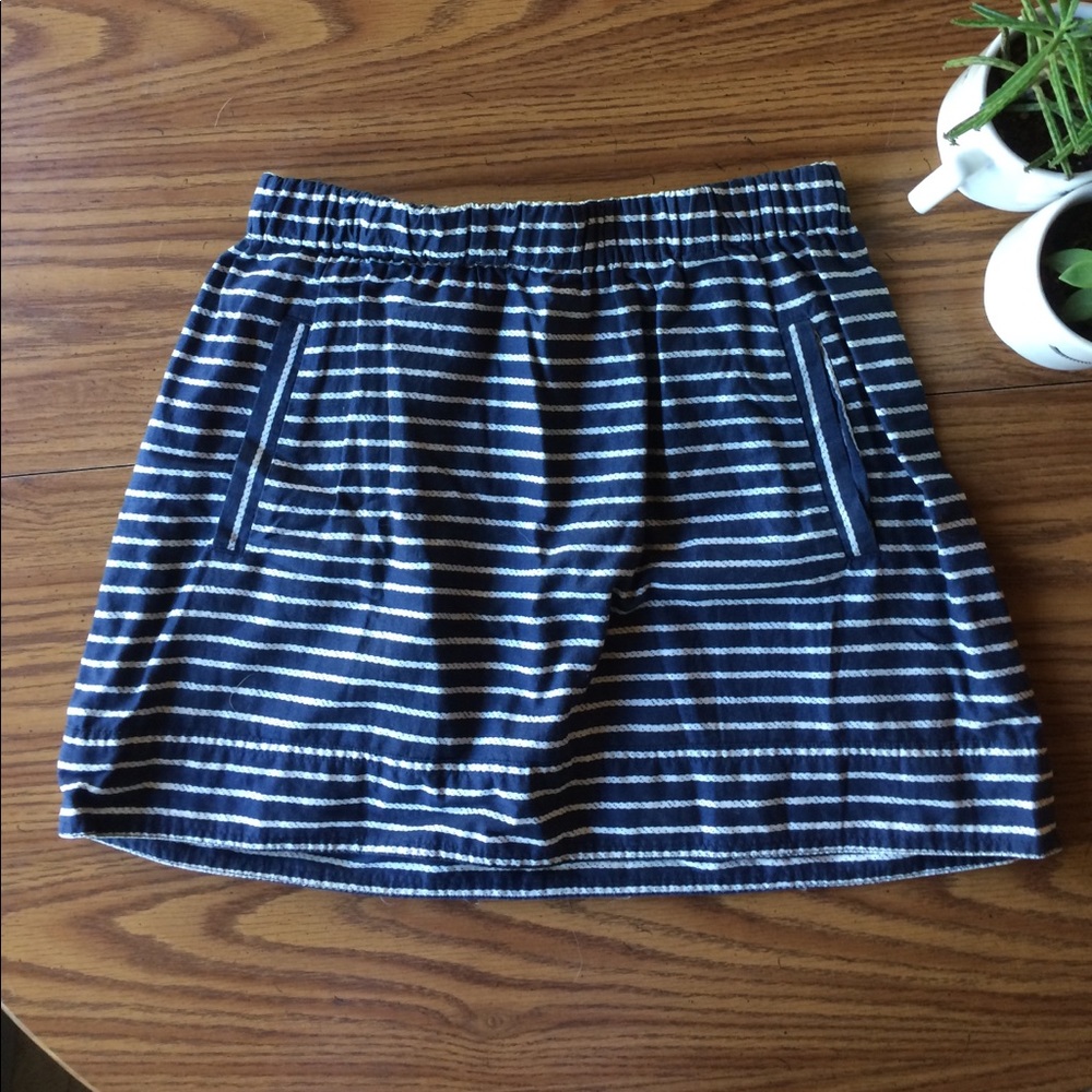 Navy and White Striped J. Crew Skirt