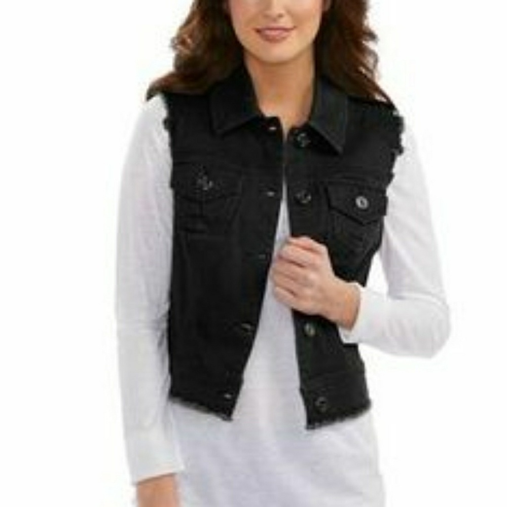 Cato distressed denim vest.