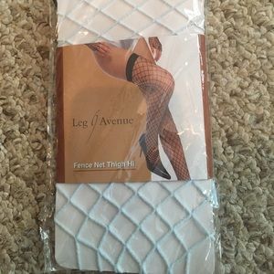 4 Sexy Fishnet Thigh Highs with White Garter