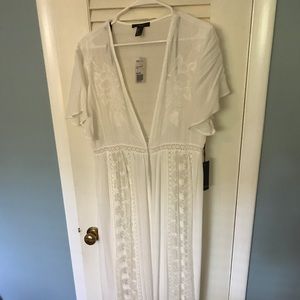 Forever21 long cream woven cardigan size L