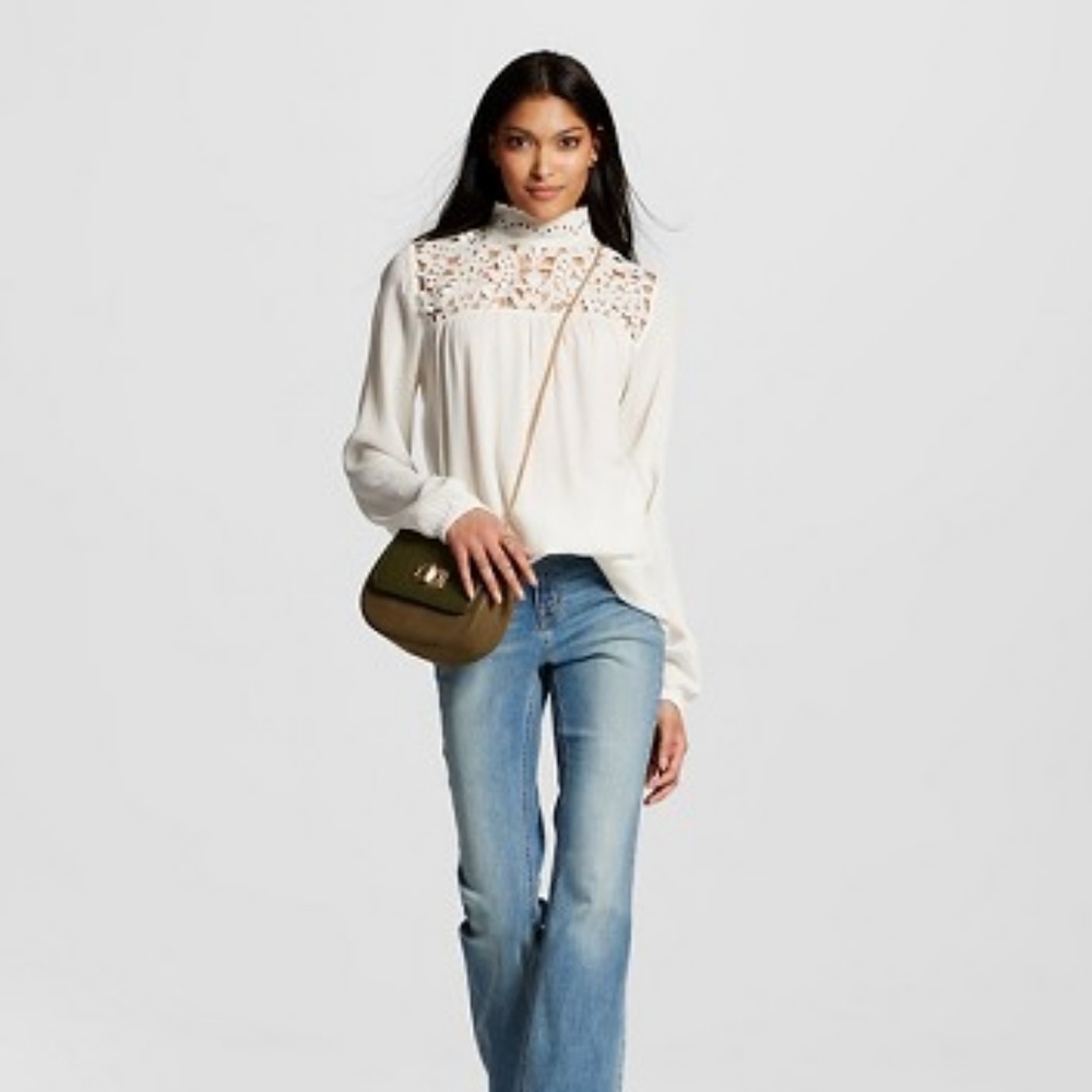 Crochet detail gauze blouse - SALE! Price Lowered!