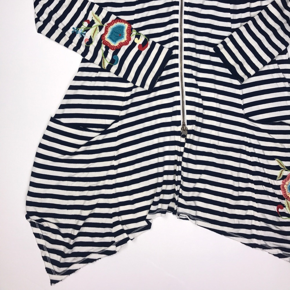 Soft Surroundings Striped Embroidered Jacket. - Picture 2 of 8